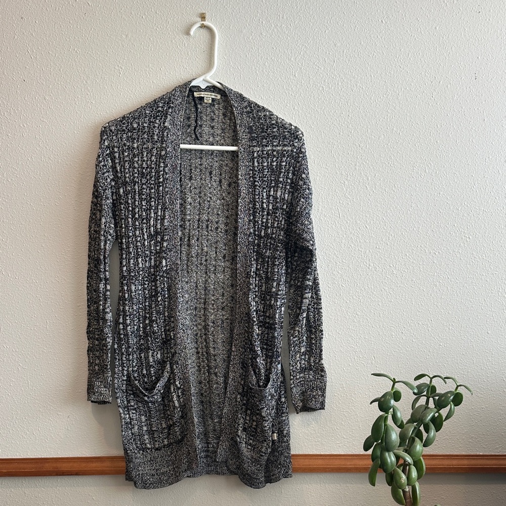 Gray Open-Front Cardigan